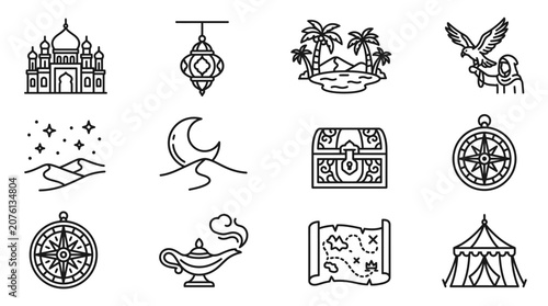 Φωτογραφία Black and white magic fantasy icons.