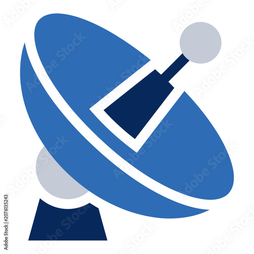 Bild auf Leinwand Satellite dish icon in flat blue style, telecommunications antenna vector illust
