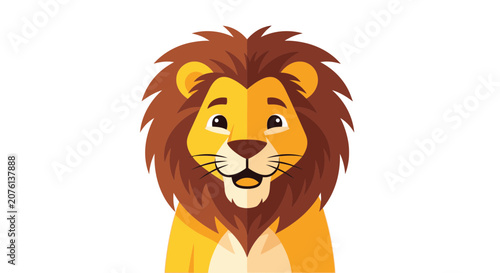 Cute Cartoon Lion Character Portrait