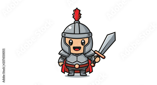 Cute Cartoon Roman Soldier Holding A Sword