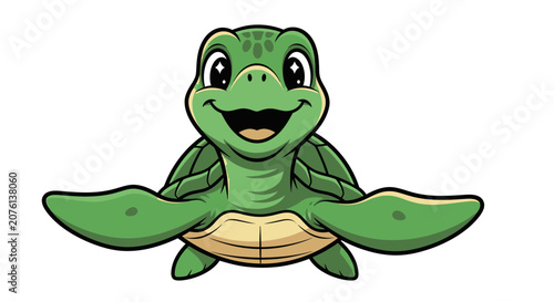 Cute Cartoon Sea Turtle Character