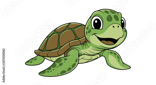 Cute Cartoon Sea Turtle Character Illustration