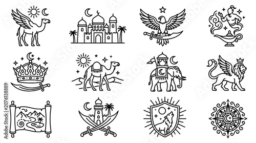 Tableau sur toile Collection of various symbolic icons.