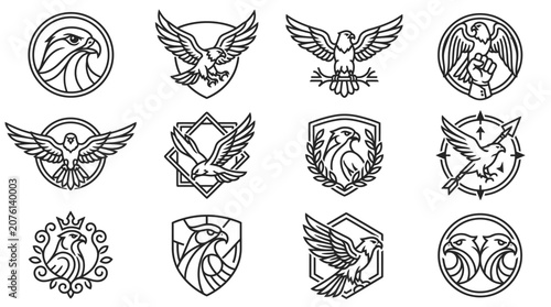 Obraz na płótnie Collection of various eagle logos.