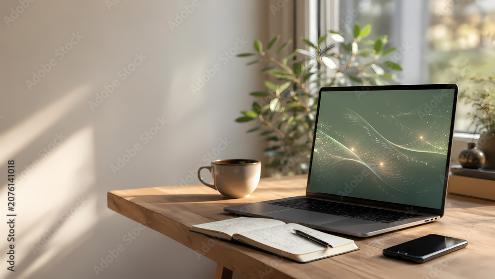 Fototapeta premium Modern Laptop Workspace in Natural Light