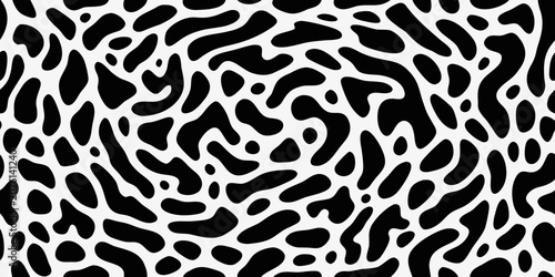 Foto Black and white organic pattern resembling cowhide spots vector illustration