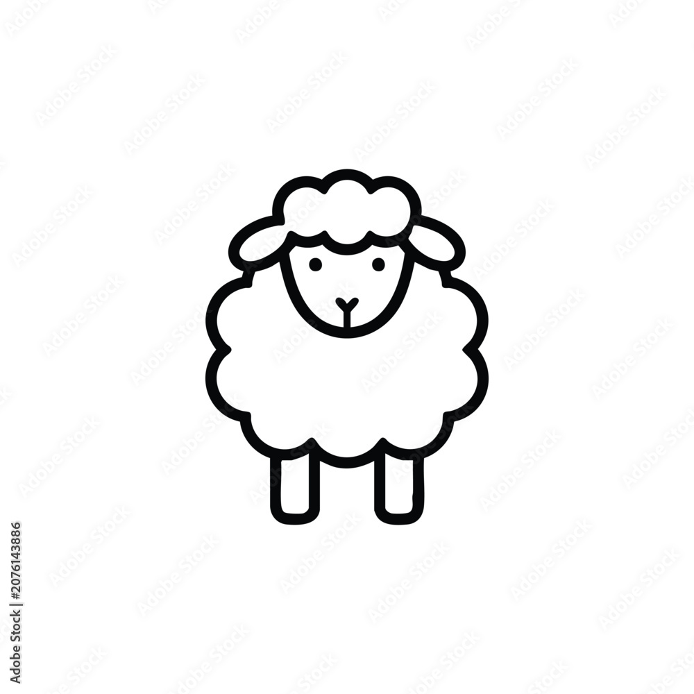 Fototapeta premium Sheep meat sheep black and white vector farm animal icon