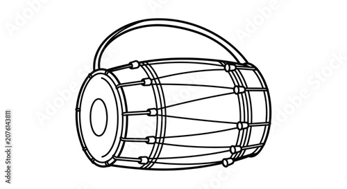 Dholak Traditional Indian Folk Percussion Instrument Line Art
