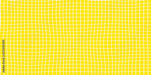 Obraz na plátně Yellow grid geometric pattern with undulating waves flat vector illustration