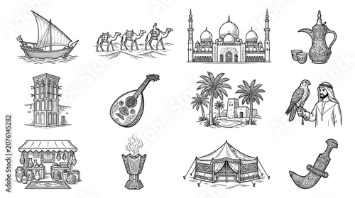 Fotografie Middle Eastern Cultural Heritage Icons.