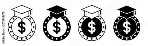 Принти на полотні Four unique dollar signs with graduation caps.