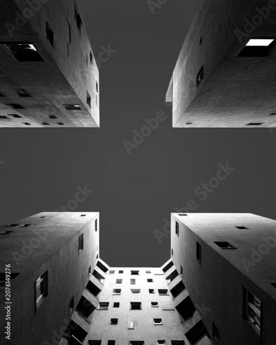 Obraz na płótnie Modern Urban Geometry Skyward Perspective