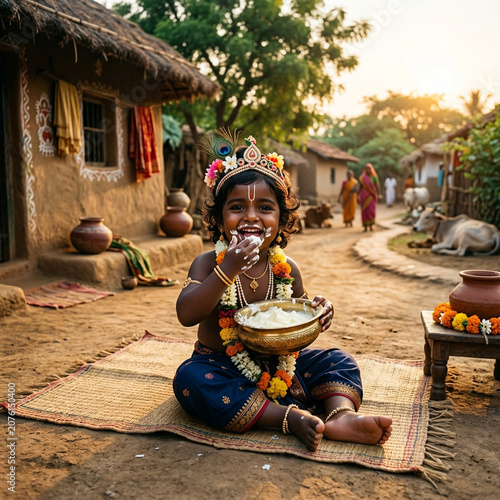Baby Krishna Eating Butter ...