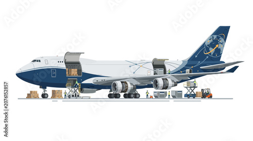 Large Blue and White Airplane.