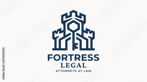 key and castle logo combination. key vintage logo design