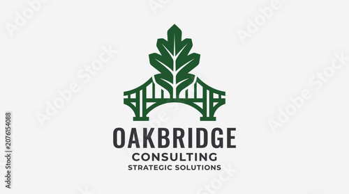 combination bridge and oak logo. vegies and bridge logo