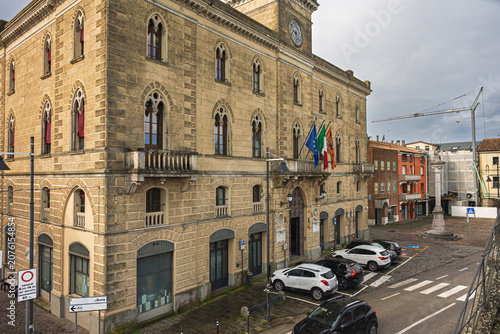 Cavarzere, Venice, Italy - 03 25 2025: top view of the Cavarzere main street, Venice province