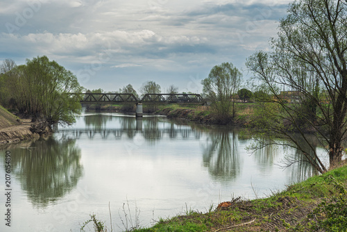 nature sceneries along the river  Adige embankments in the area of Cavarzere, Venice, Italy