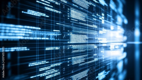 Abstract digital background featuring blue binary code data streams for technology concept imagery.