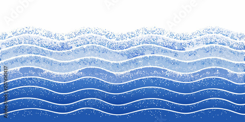 Billede på lærred Wavy Lines Pattern With Stippled Texture Shades Of Blue