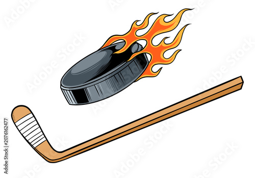 Hockey elements, vector file, stick hockey, flame