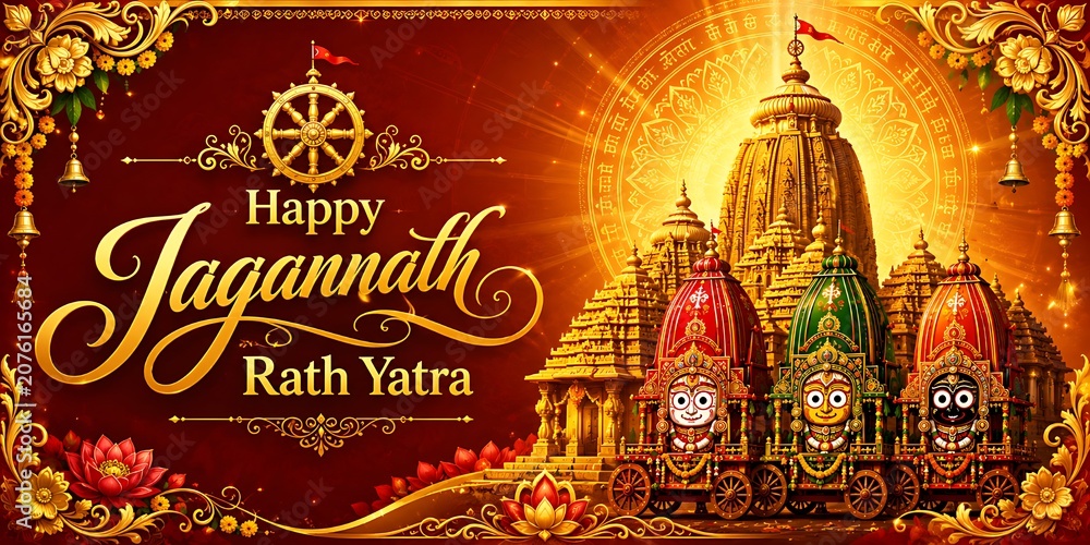 Fototapeta premium Divine Journey of Lord Shri Jagannath Rath Yatra Gundicha Yatra Yatra Snana Yatra Anavasara Suna Besha Niladri Bije Akshaya Tritiya Rama Navami and Narasimha Jayanti