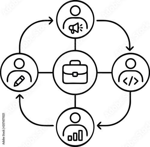 Workflow Process Thin Line Icon for Business Automation, System Flow and Productivity Management Vector Graphics