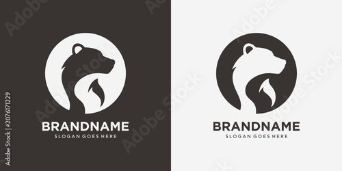 vector logo silhouette circle bear head