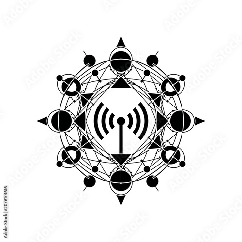 Black WiFi symbol geometric design element.