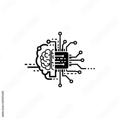 Brain with microchip circuit board.