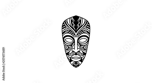 Decorative tribal mask with patterns.