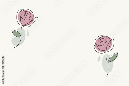 Delicate Rose Corner Decoration, Botanical Invitation Background, Romantic Wedding Stationery Design, Soft Floral Frame