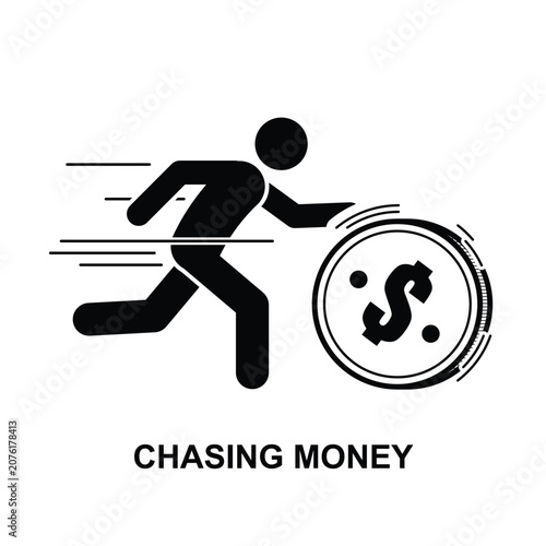 Chasing money icon isolated on background vector illustration.