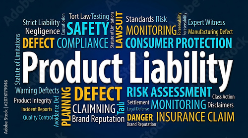 Product Liability Word Cloud Design – Consumer Protection, Product Safety and Legal Risk Management Concept