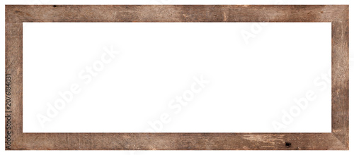 Foto Rustic wooden picture frame isolated on white background with clipping path