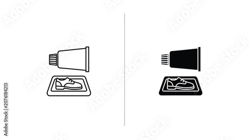 Photos Vector illustration of microwave oven and food container with lid in line art st