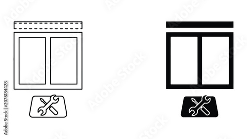 Vector illustration of two windows with security grilles and locks