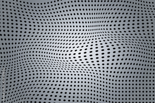 Abstract dotted pattern background with wave distortion and grey gradient