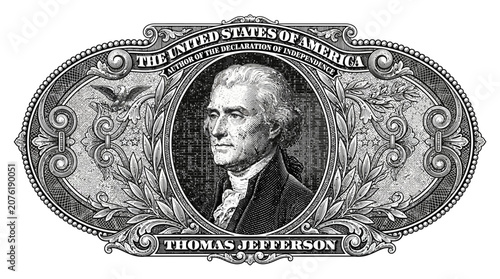Obraz na plátne Portrait of Thomas Jefferson American Leader.