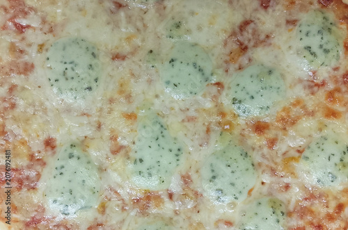 Obraz na płótnie Zenith view. Delicious four cheese pizza.