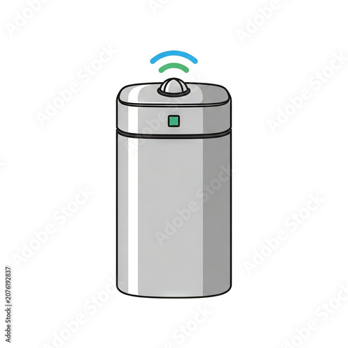 Smart trash can with motion sensor, automatic waste bin with touchless lid, modern household appliance for kitchen or bathroom, vector illustration isolated on white background