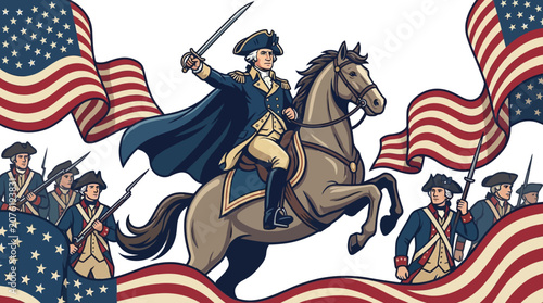 Canvastavla American Revolutionary War Horseback Rider.