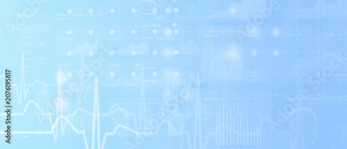 Blue Medical Healthcare Technology Background with ECG Dashboard
