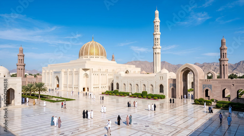 Muscat, Oman - December 26th 2022 - Sultan Qaboos Grand Mosque