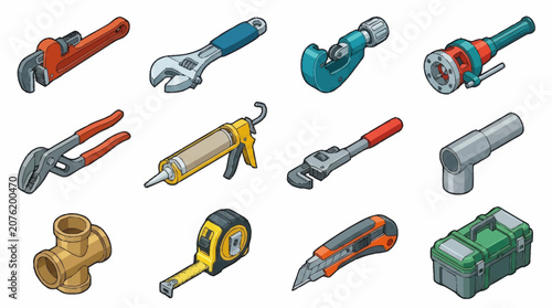 Photos Colorful collection of various hand tools and hardware.