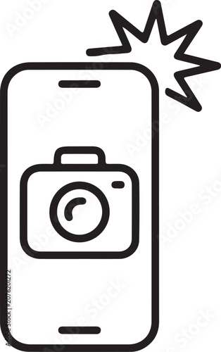 Smartphone with camera app and sparkle effect