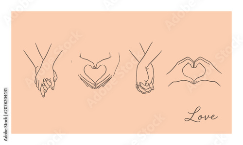 Tableau sur toile Man and dog friendship line art illustration of affectionate bond with home back
