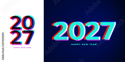 2027 New Year Numbers design for 2027 new year holiday greetings and invitations graphics. Vibtant colors. Vector illustration.