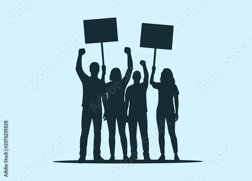 Group of business people silhouettes standing together representing teamwork, success, communication and corporate office collaboration concept illustration