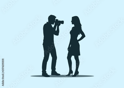Young Couple Silhouette Standing Together Romantic Love Relationship Family and Unity Vector Illustration Design